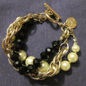 3 for💲25🌟WHBM silvertone Jet & pearly bead Convertible Bracelet multi-strand